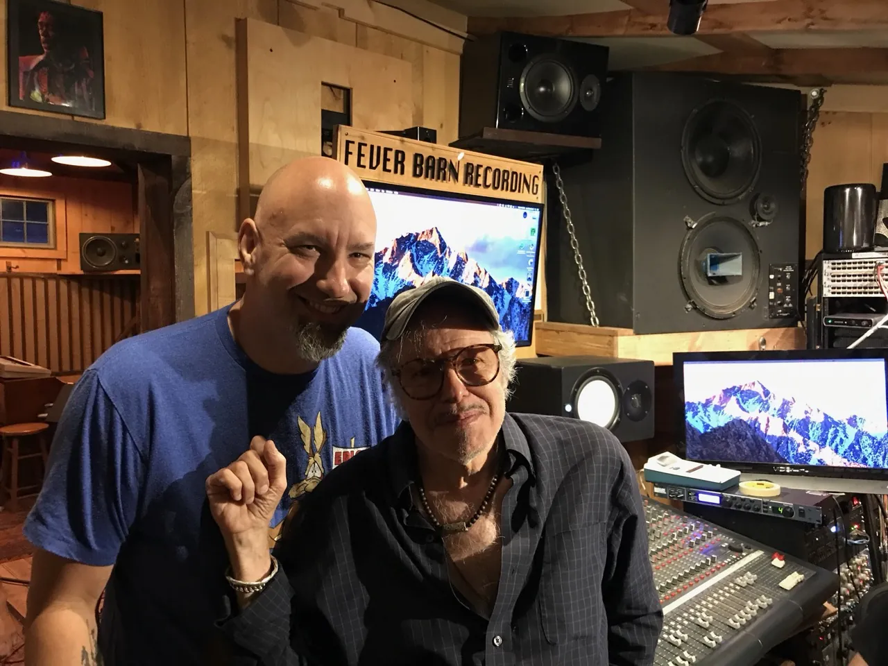 John and John Grossbard in the control room at Fever Barn Recording.